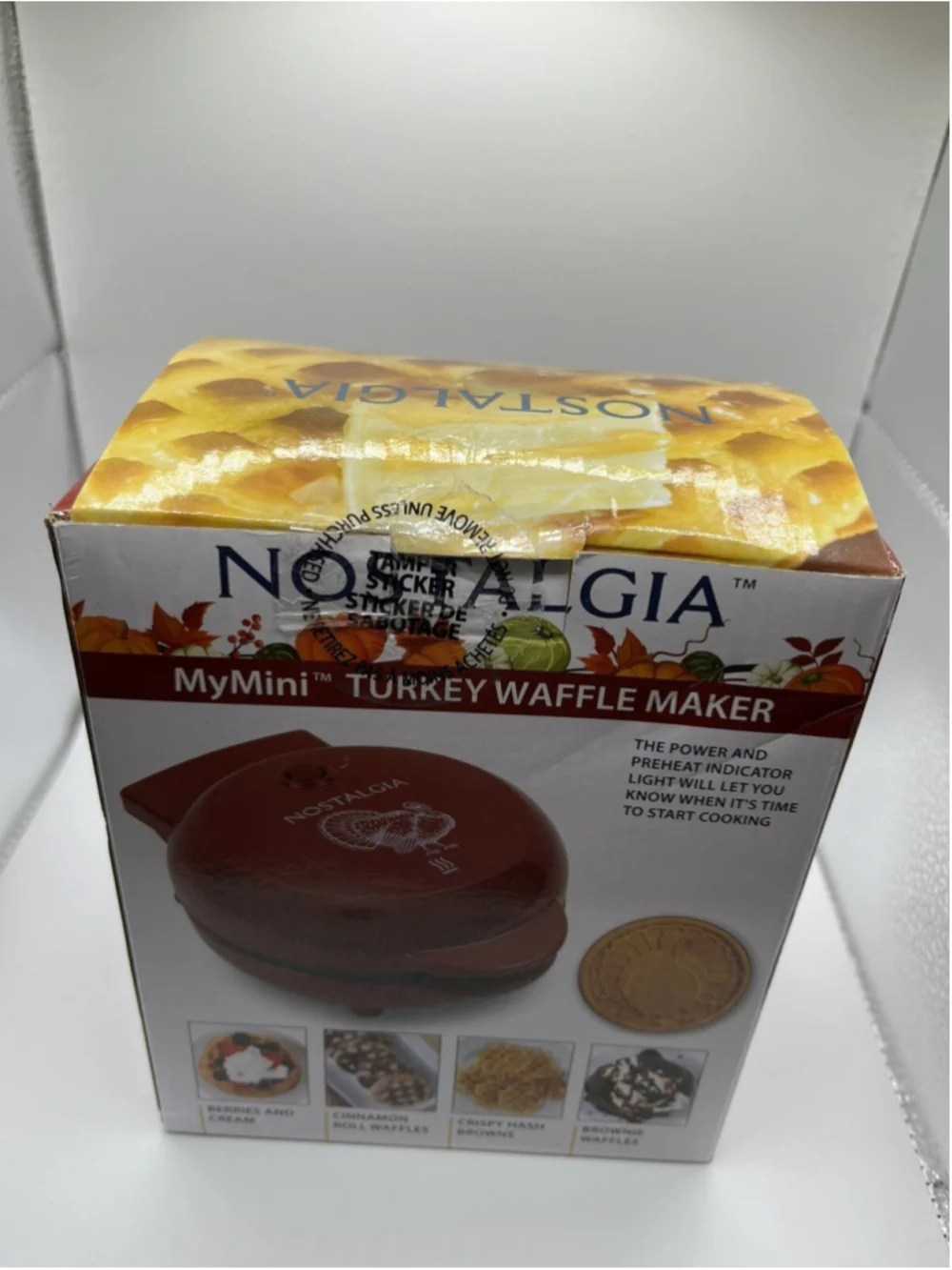 NEW MyMini Turkey Red Non-Stick Compact Waffle Thanksgiving Holiday NIB SEE ALL